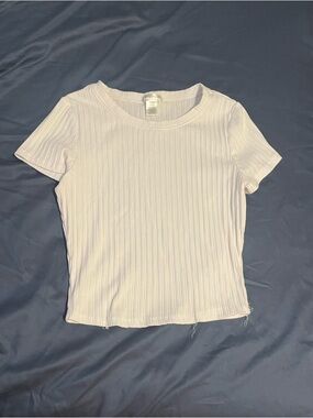 Slim Ribbed Short-Sleeve Top - Off White